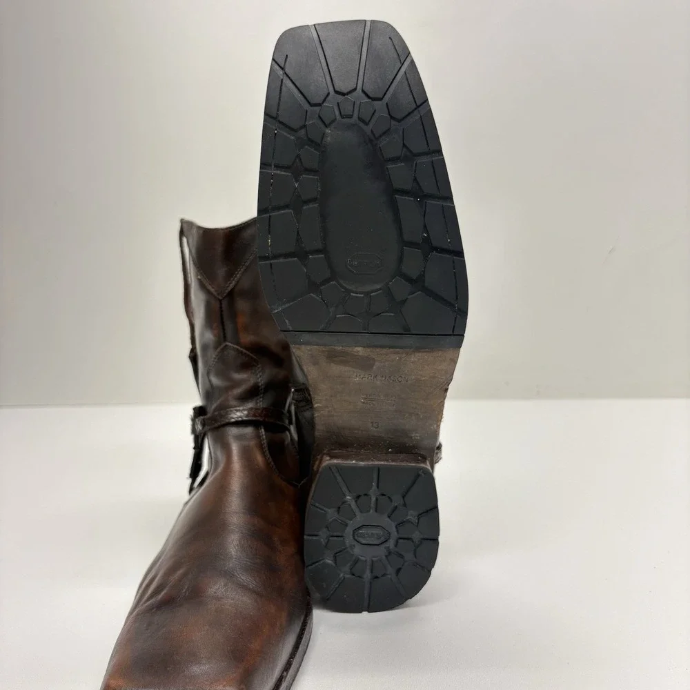 Mark Nason Corleone Brown Leather Harness Boots Square Toe Moto Men's Size 13
